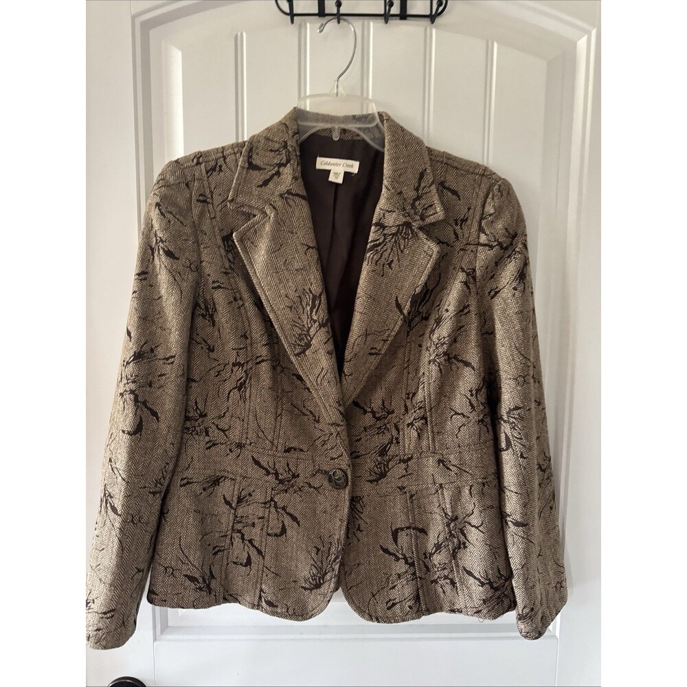 Coldwater Creek Womens Blazer Jacket Paisley Floral Print Tapestry Size 10